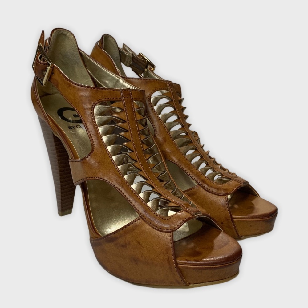 G BY GUESS BROWN HEELS